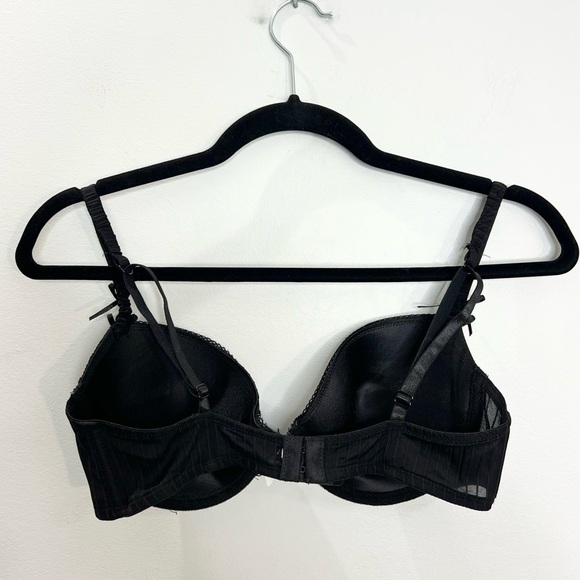 Aureole Lingerie France black pinstripe  and lace underwire bra 36C - Picture 4 of 14